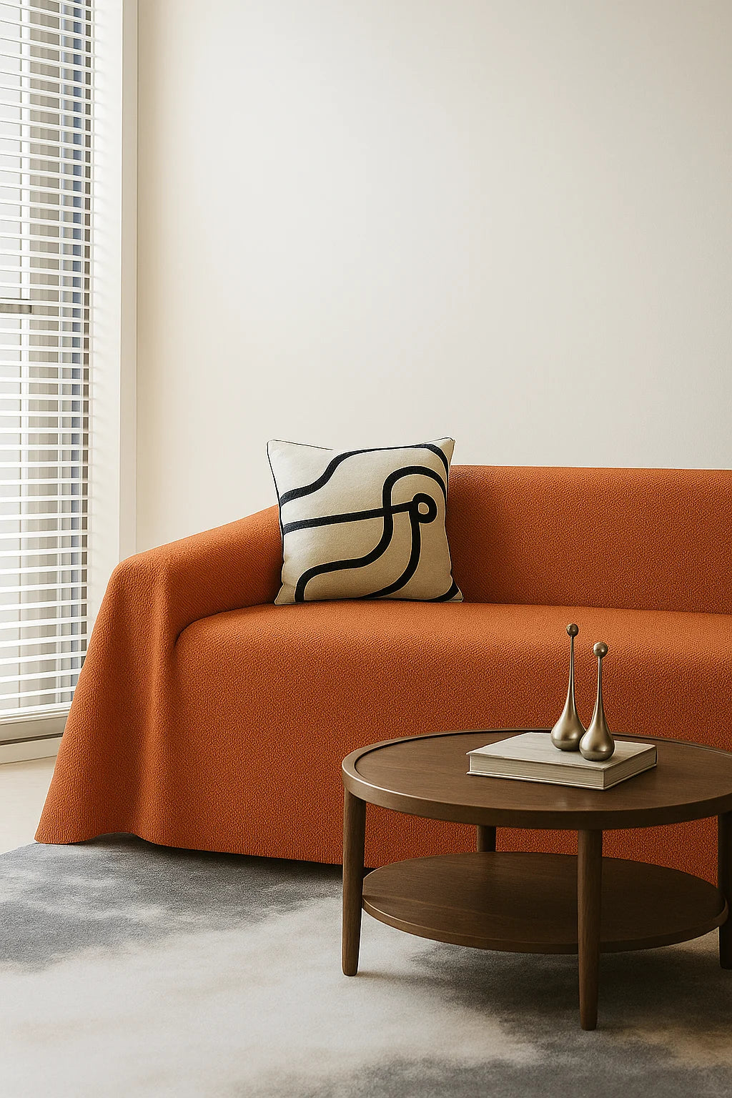 Lunara Modern Minimalist Sofa Cover with Herringbone Texture for Living Room Decor