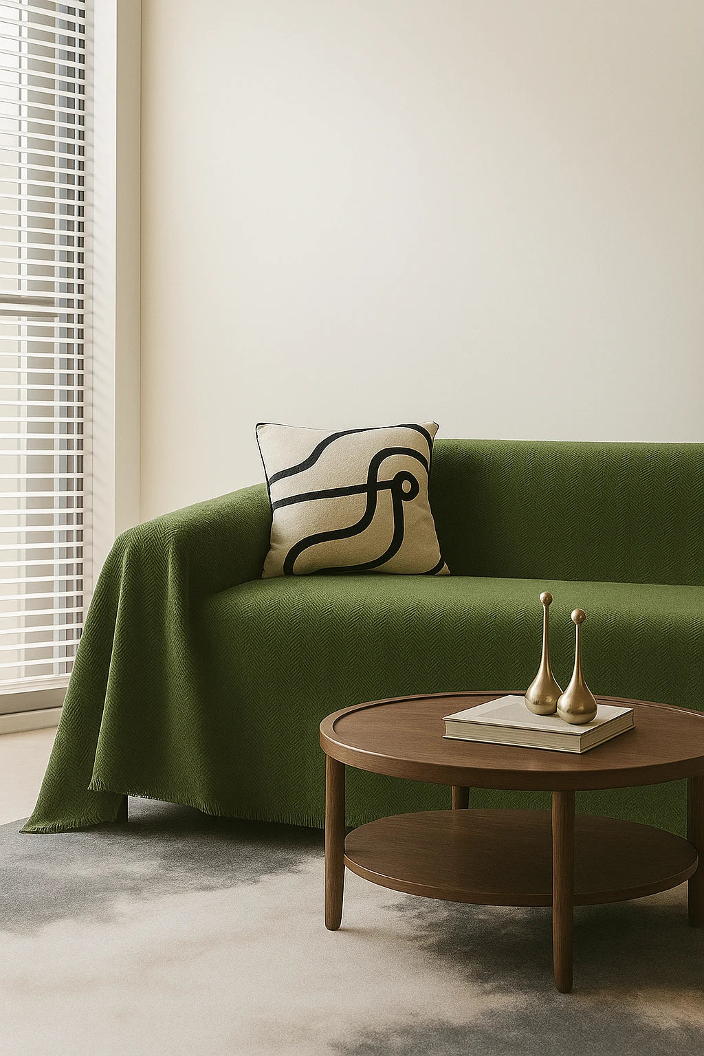 Lunara Modern Minimalist Sofa Cover with Herringbone Texture for Living Room Decor