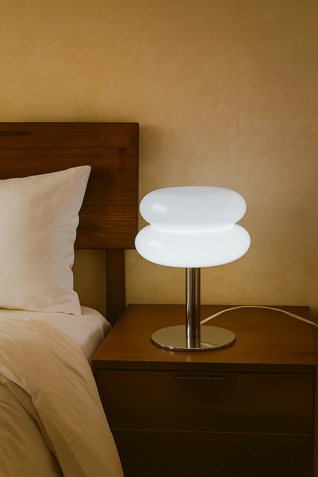 Modern Bedside Table Lamp with Sculptural Shade for Ambient Lighting