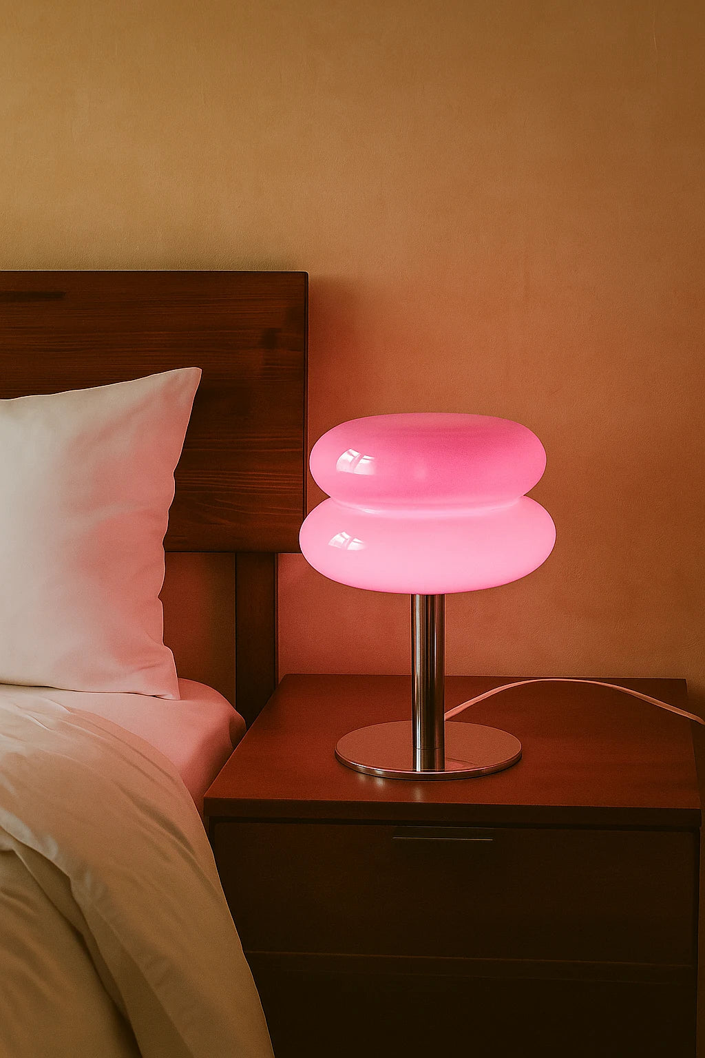 Modern Bedside Table Lamp with Sculptural Shade for Ambient Lighting