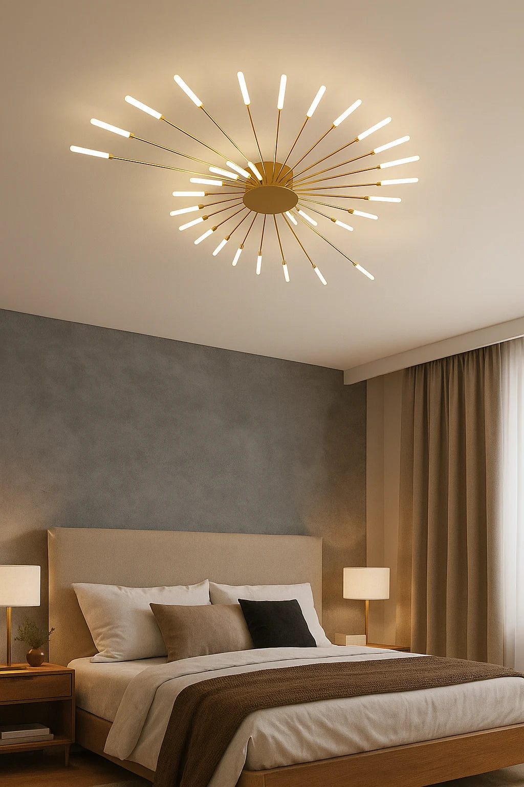 Modern Flush Mount Ceiling Light with Starburst LED Design for Living Rooms