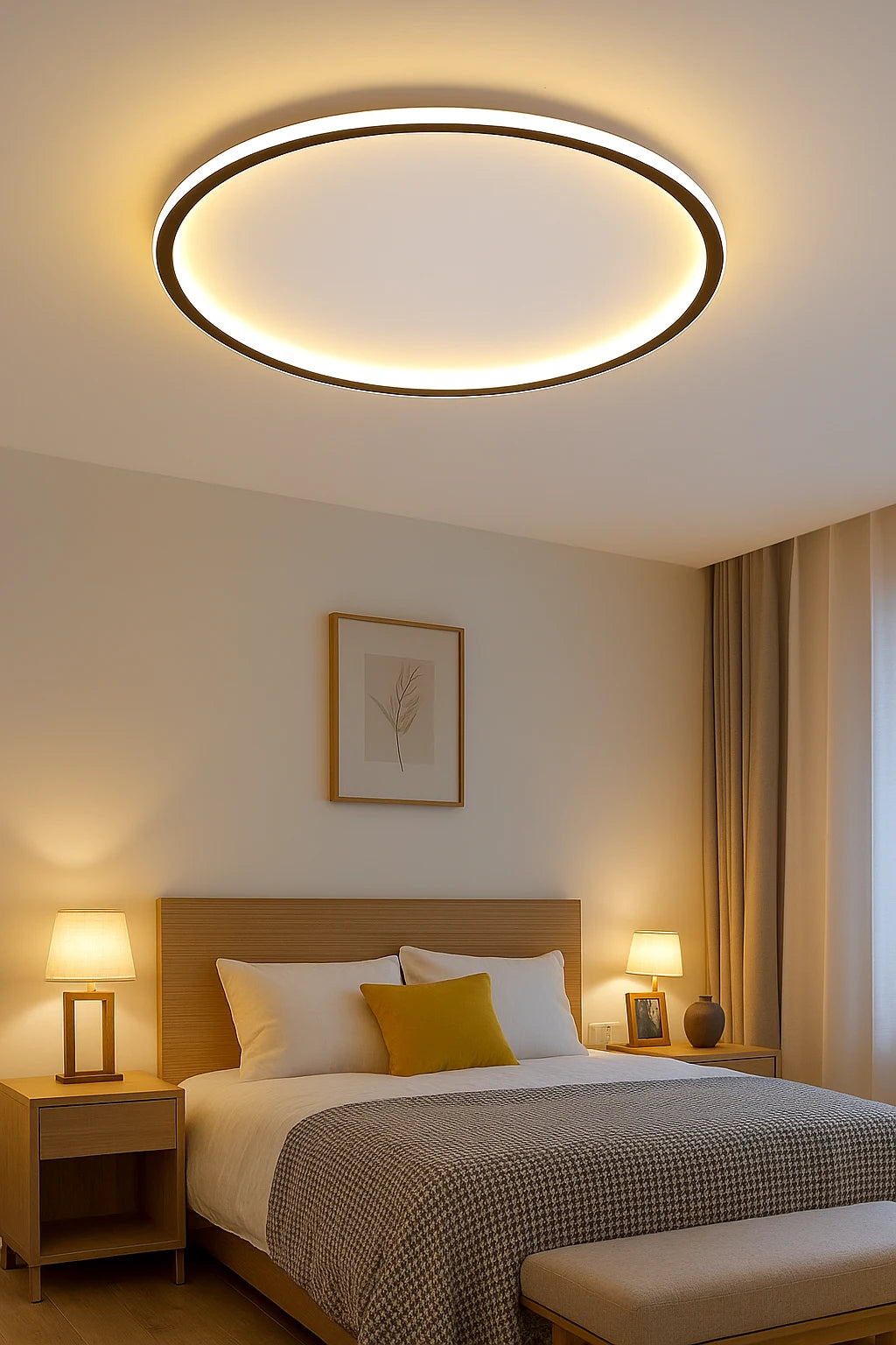Modern Round Ceiling Light with Dimmable LED and Soft Ambient Glow