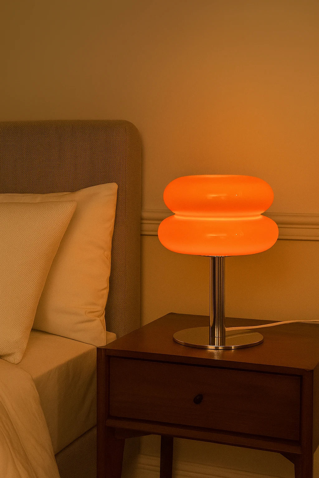 Modern Bedside Table Lamp with Sculptural Shade for Ambient Lighting