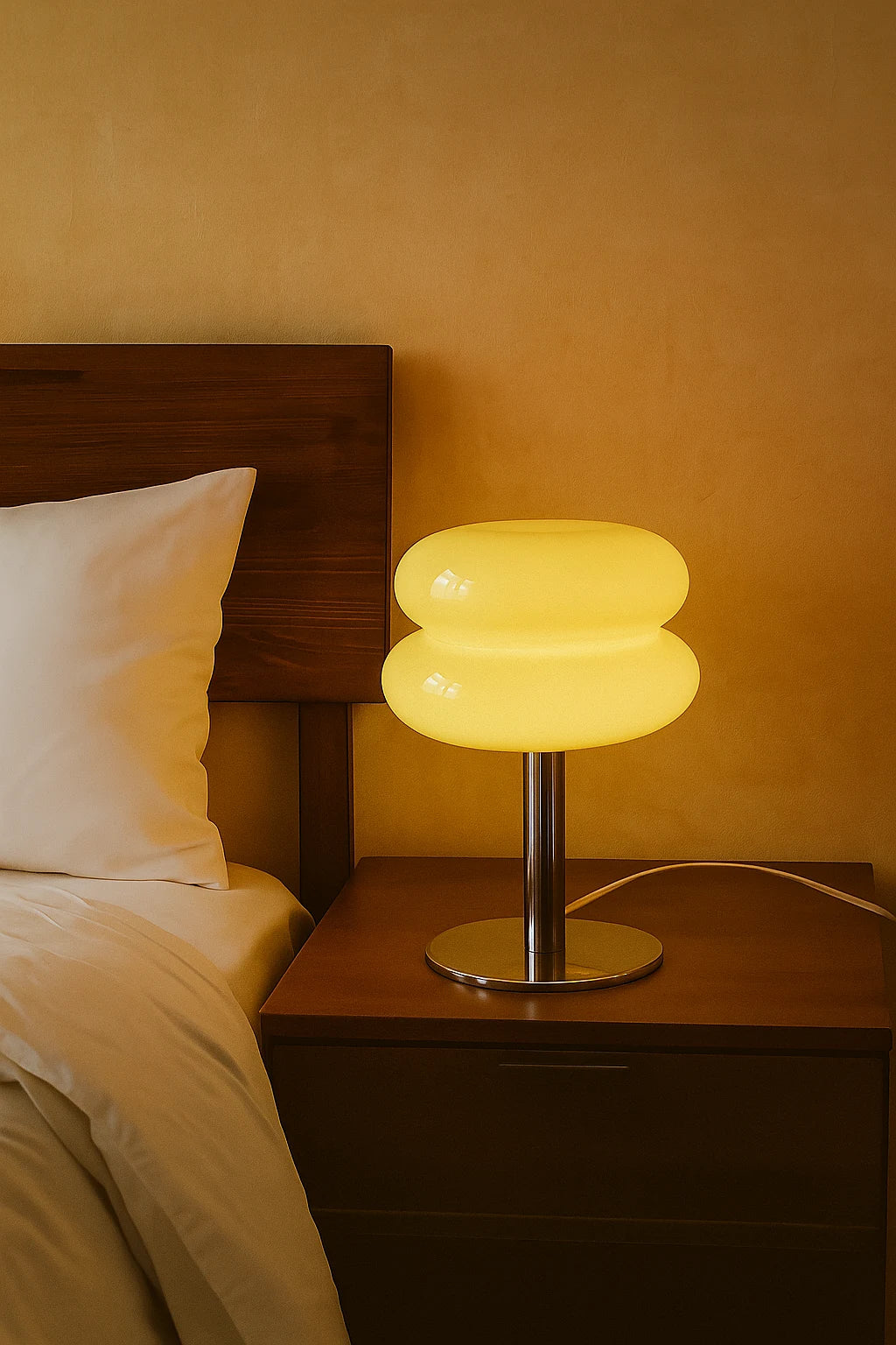Modern Bedside Table Lamp with Sculptural Shade for Ambient Lighting
