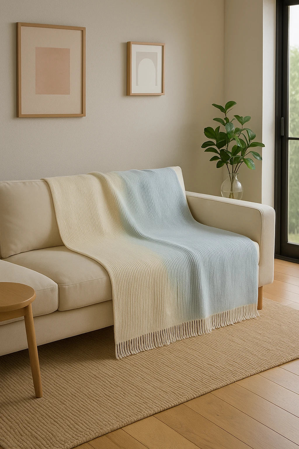 Scandinavian Knit Sofa Throw with Textured Weave for Living Room Styling